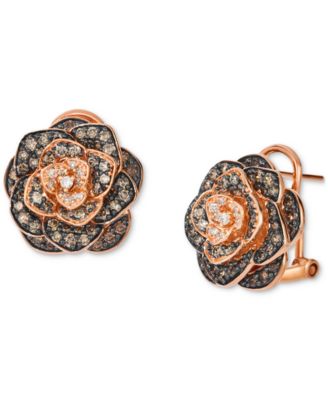 Le Vian - Chocolate Ombr&eacute; Diamond Rose Statement Earrings (1-1/2 ct. t.w.) in 14k Rose Gold
