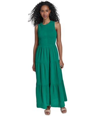 Calvin Klein - Women's Cotton Smocked Tiered Maxi Dress