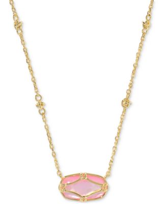 Kendra Scott - 14k Gold-Plated Lattice-Framed Mother-of-Pearl 19" Adjustable Pendant Necklace