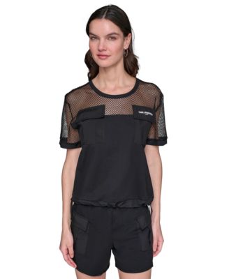 KARL LAGERFELD PARIS - Women's Mixed-Media Knit Top