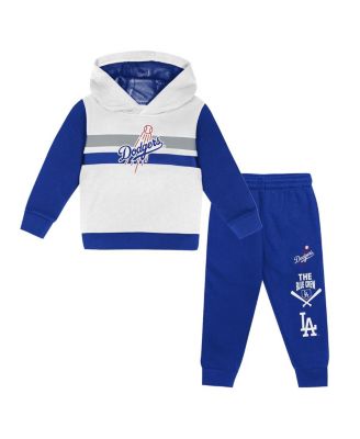 Outerstuff - Toddler 2-Piece White/Royal Los Angeles Dodgers Wind Up Pullover Hoodie and Sweatpants Set