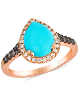 Le Vian - Robins Egg Blue Turquoise™(1-3/4 ct. t.w.), Nude Diamond™ (1/6 ct. t.w.) & Chocolate Diamond&reg; (1/6 ct. t.w.) Ring in 14k Rose Gold