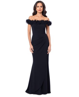 XSCAPE - Petite Ruffle-Trim Off-The-Shoulder Gown