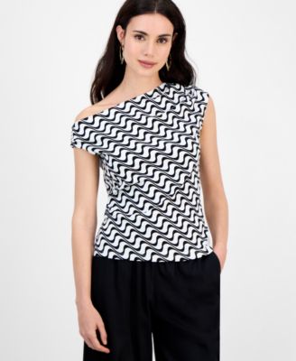 I.N.C. International Concepts - Petite Cotton Printed Off-Shoulder Top