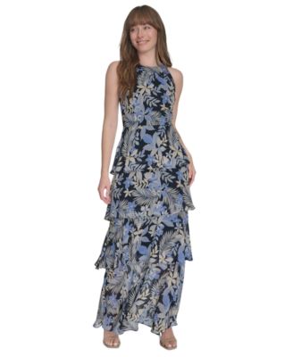 Tommy Hilfiger - Women's Printed Tiered Halter Maxi Dress