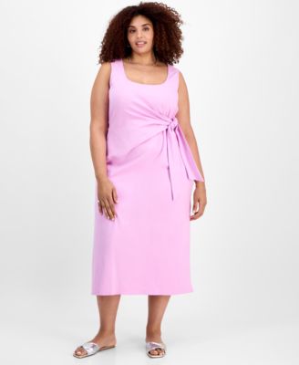 On 34th - Trendy Plus Size Side-Tie Midi Dress