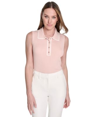 Tommy Hilfiger - Women's Contrast-Tipped Sleeveless Polo Top