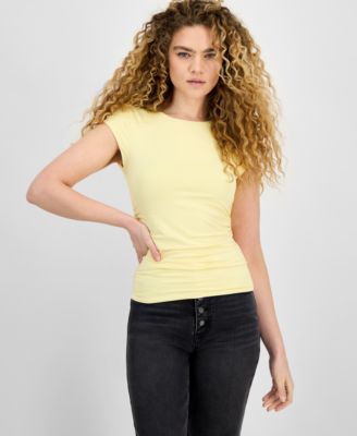 Bar III - Women's Second Skin Crewneck Ruched T-Shirt
