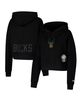 Pro Standard - Women's  Black Milwaukee Bucks Jewels Cropped Pullover Hoodie