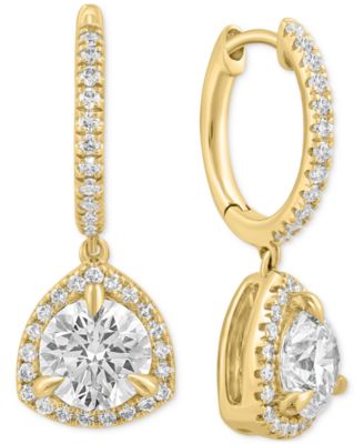 EFFY Collection - Lab Grown Diamond Halo Dangle Hoop Earrings (2-3/8 ct. t.w.) in 14k Gold