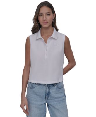 DKNY Jeans - Women's Cropped Sleeveless Polo Shirt