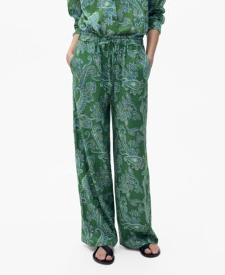 MANGO - Women's Paisley Linen Pants