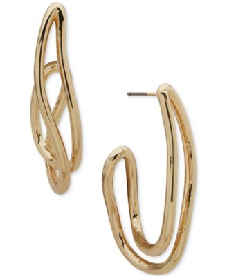 Anne Klein - Gold-Tone Twist Elongated C-Hoop Earrings