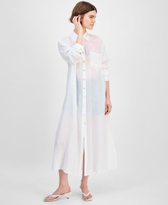 Bar III - Women's Oversized Button-Front Long-Sleeve Shirt
