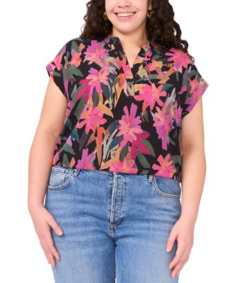Vince Camuto - Plus Size Printed Short-Sleeve Blouse