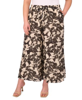 Vince Camuto - Plus Size Floral-Print Drawstring Pants