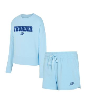 Concepts Sport - Women's Light Blue Oklahoma City Thunder Elevation Tri-Blend Long Sleeve T-Shirt Shorts Set