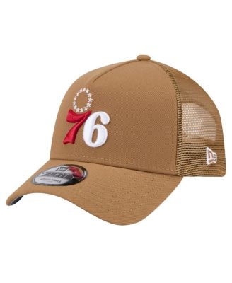 New Era - Men's Tan Philadelphia 76ers 9FORTY A-Frame Trucker Adjustable Hat