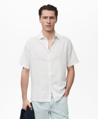 MANGO - Men's Short Sleeve Linen-Blend Shirt