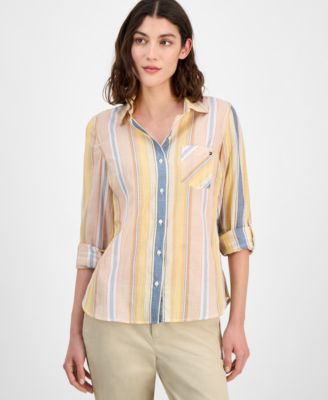 Tommy Hilfiger - Women's Striped Roll-Tab Shirt