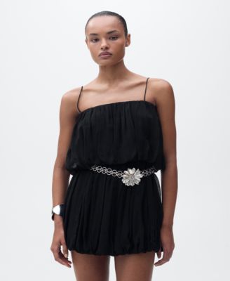MANGO - Women's Short Balloon-Effect Gathered Dress