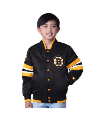 Starter - Big Boys and Girls Black/Gold Boston Bruins Scout 1 Full-Snap Varsity Jacket