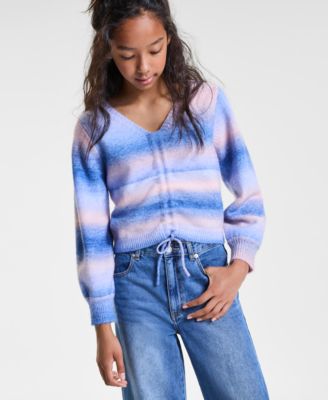 With Jules - Big Girls Drawstring Rainbow Sweater