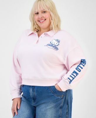 Grayson Threads, The Label - Trendy Plus Collared Hello Kitty Sweatshirt