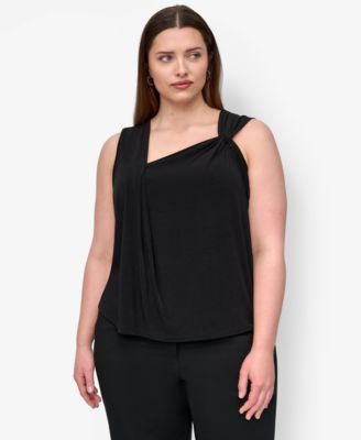DKNY - Plus Size Asymmetric Sleeveless Knit Top