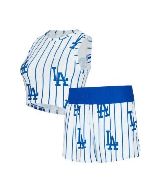Concepts Sport - Women's White Los Angeles Dodgers Pinstripe Record Tank and Short Set
