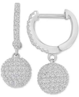 Macy's - Cubic Zirconia Micro-Pav&eacute; Dangle Small Huggie Hoop Earrings