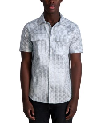 KARL LAGERFELD PARIS - Men's Plaid Short Sleeve Woven Shirt