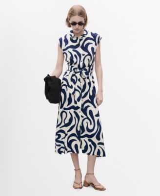 MANGO - Women's Belt Printed Shirt Dress