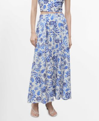 MANGO - Women's Long Floral Flared Skirt