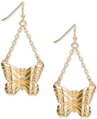 Patricia Nash - Gold-Tone Butterfly Chain Drop Earrings
