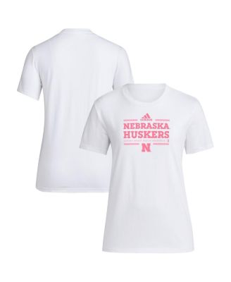 adidas - Women's White Nebraska Huskers 2024 Breast Cancer Awareness Pregame T-Shirt