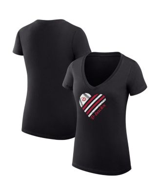 G-III 4Her by Carl Banks - Women's Black Arizona Diamondbacks Heart V-Neck Fitted T-Shirt