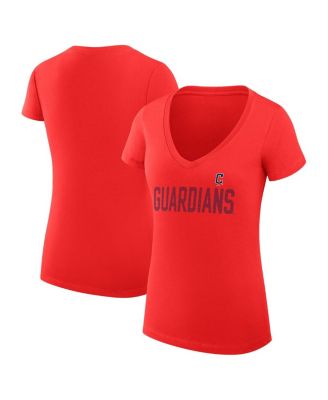 G-III 4Her by Carl Banks - Women's Red Cleveland Guardians Dot Print V-Neck Fitted T-Shirt