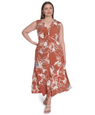 Calvin Klein - Plus Size Sleeveless V-Neck Midi Dress
