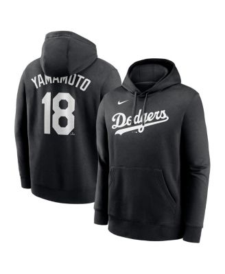 Nike - Men's Yoshinobu Yamamoto Black Los Angeles Dodgers Player Name Number Club Fleece Pullover Hoodie
