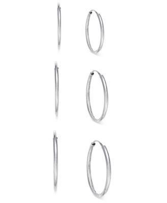 Macy's - 3-Pc. Set Endless Hoop Earrings in 10k White Gold