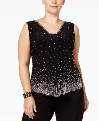 MSK - Plus Size Sleeveless Embellished Blouse