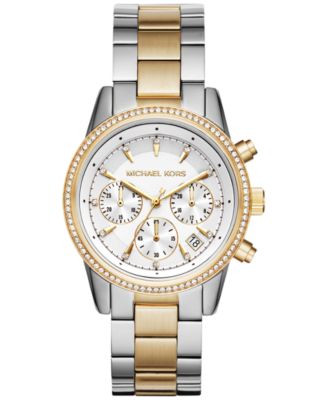 Michael Kors - Women's Chronograph Bryant Two-Tone Stainless Steel Bracelet Watch 37mm MK6474