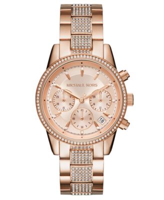 Michael Kors - Women's Chronograph Bryant Rose Gold-Tone Stainless Steel Bracelet Watch 37mm
