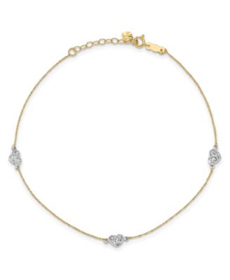 Macy's - 14k Two-tone Puff Heart with 1-inch extension Anklet
