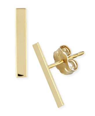 Macy's - Flat Bar Stud Earrings Set in 14k Yellow or Rose Gold
