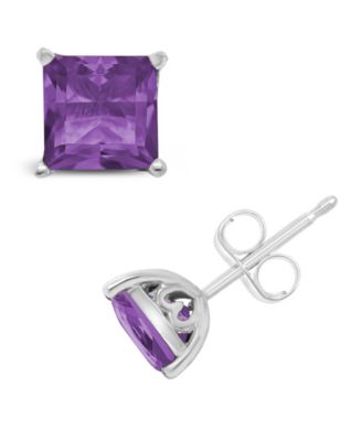Macy's - Gemstone Stud Earrings in Sterling Silver. Available in Amethyst (2-1/6 ct. t.w.) and Blue Topaz (2-7/8 ct. t.w.)