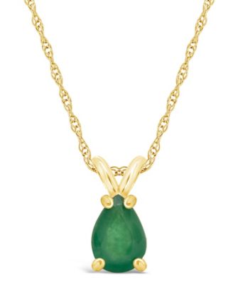 Macy's - Emerald (3/4 ct. t.w.) Pendant Necklace in 14k Yellow Gold (Also in Ruby & Sapphire)