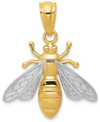Macy's - Two-Tone Bee Charm Pendant in 14k Gold
