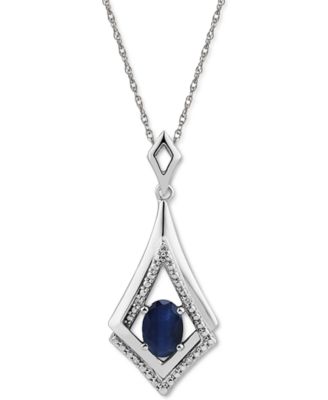 Macy's - Emerald (7/8 ct. t.w.) & Diamond Accent 18" Pendant Necklace in Sterling Silver (Also in Sapphire & Ruby)